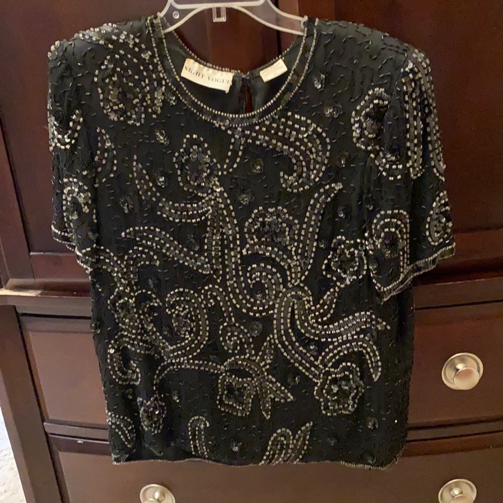 80’s sequins black tie by Night Vogue